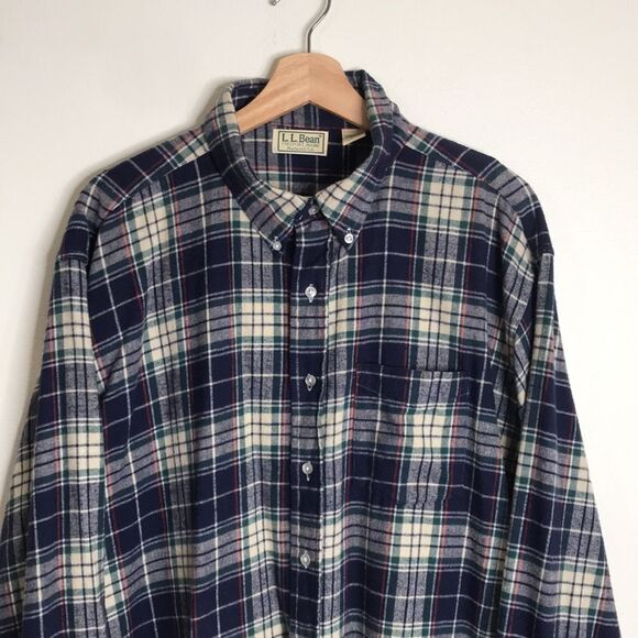 L.L. Bean flannel plaid long sleeve cotton button down shirt size XXL - Picture 2 of 9